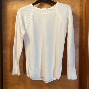 Athleta White Sweater with Side Zipper Accents